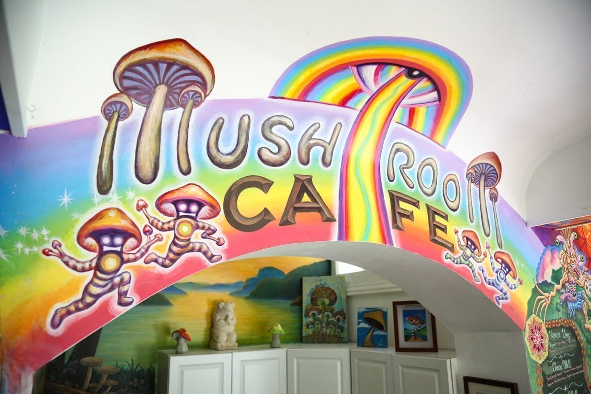 Mushroom Cafe mural by Alex Grey